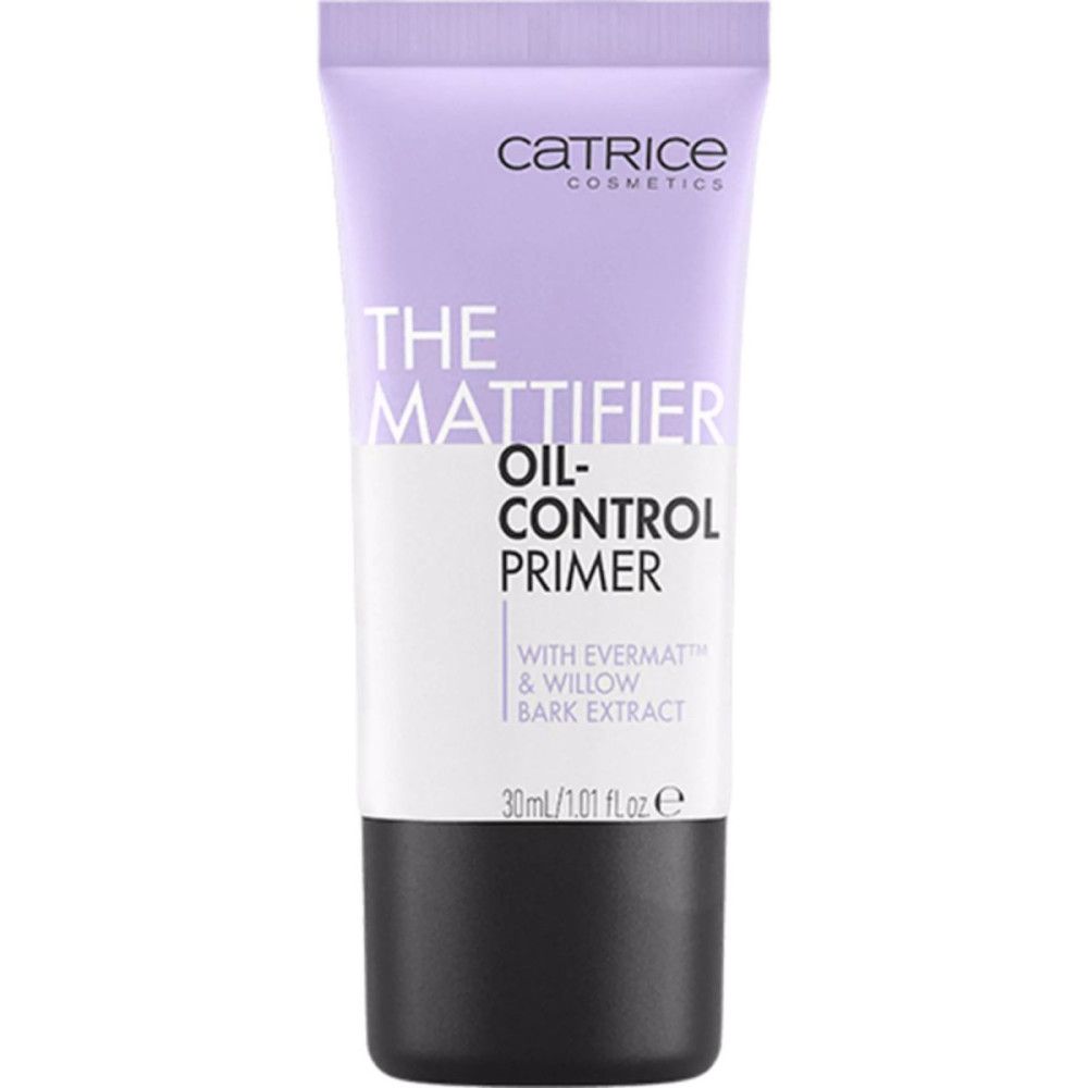 Tube mit Primer. Marke Catrice. Text: THE MATTIFIER OIL-CONTROL PRIMER. Mit Evermat & Willow Bark Extract. 30ml/1.01 fl.oz.