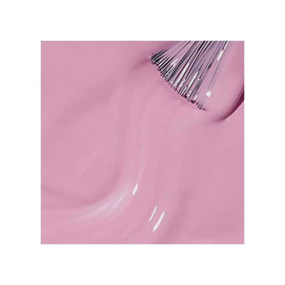 Rosa Nagellack mit Pinsel. Nahaufnahme, glänzende Oberfläche.