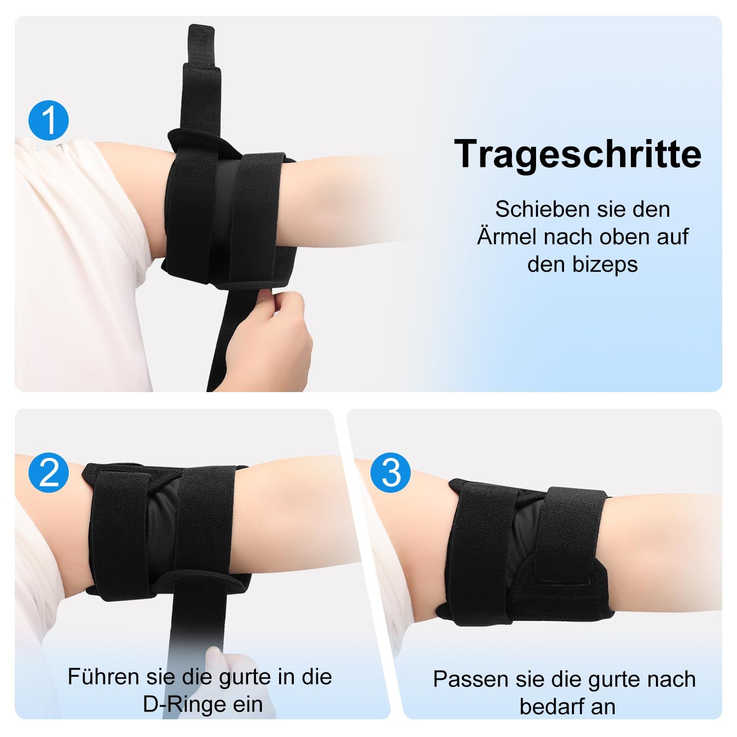 Anleitung zur Messung des Bizeps für die richtige Größe einer Bandage.