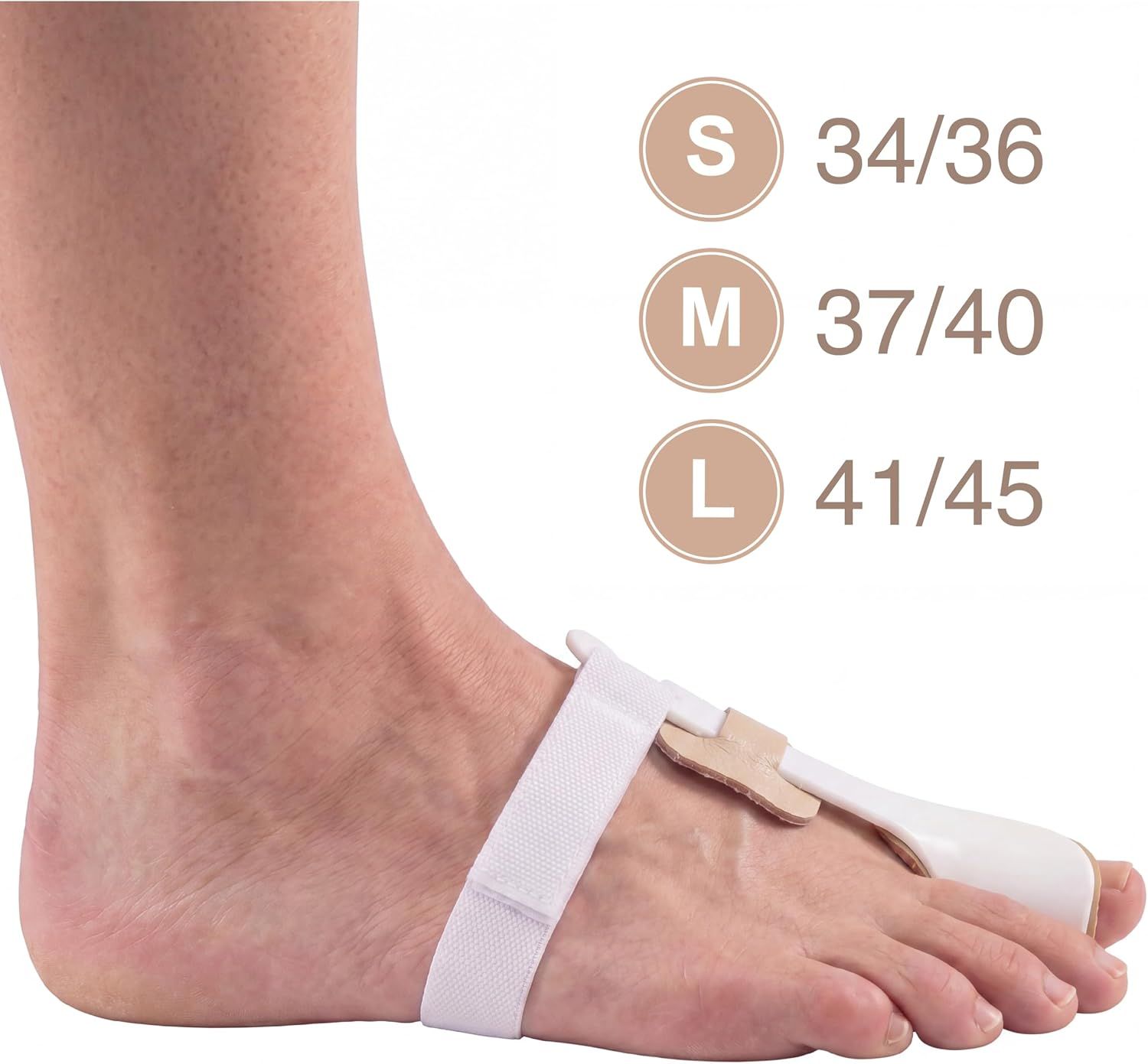 Fußbandage zur Korrektur des großen Zehs, Größen S, M, L.