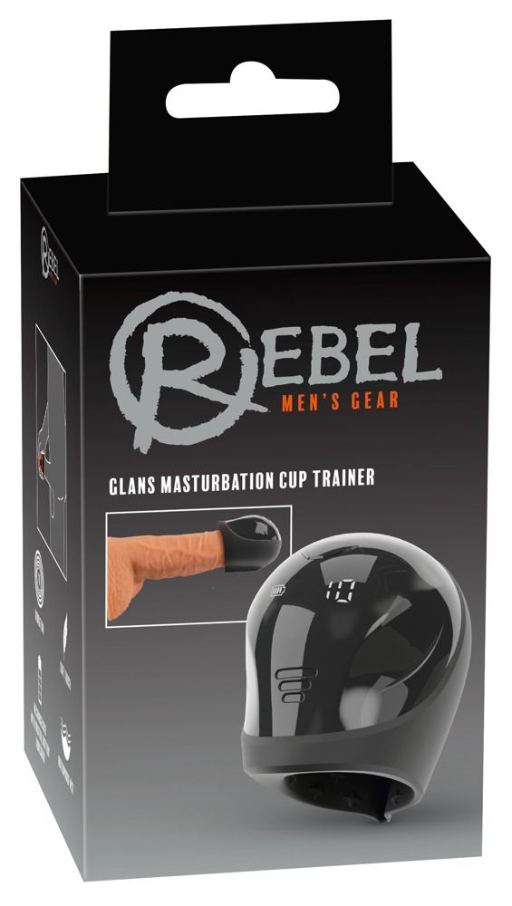 Verpackung des Rebel Glans Masturbation Cup Trainers mit Produktabbildung.