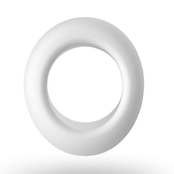 Weißer, ringförmiger Aufsatz. Runde Form mit einem Loch in der Mitte.