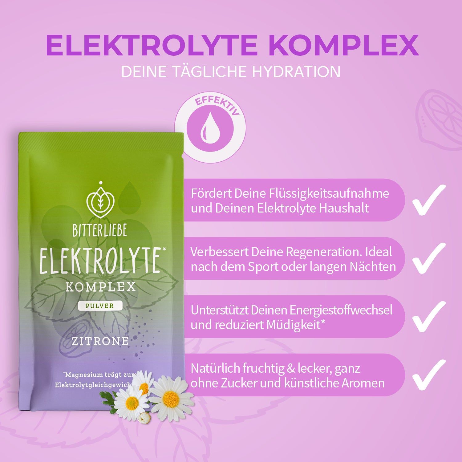 BitterLiebe Elektrolyte* Komplex Zitrone - Elektrolyt Pulver mit Magnesium & Kalium