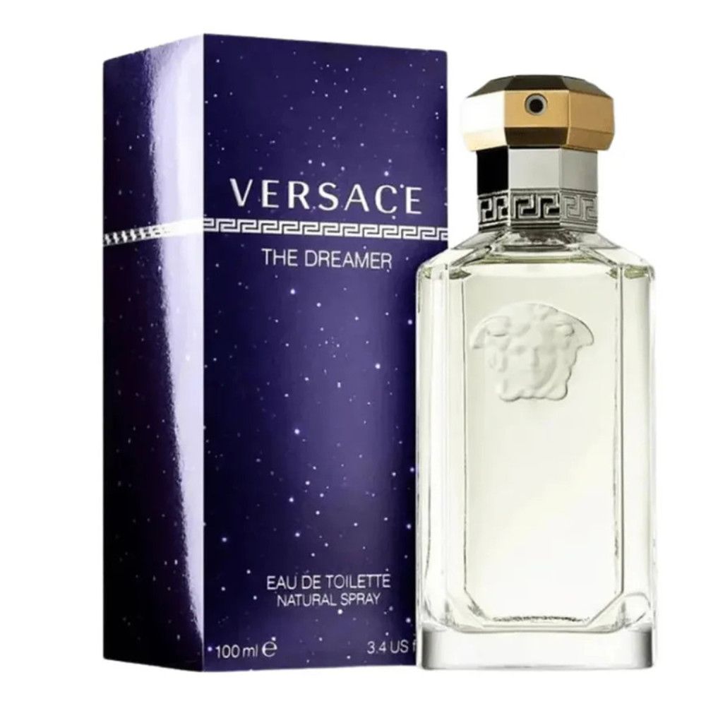 Flakon und Verpackung. Flakon mit goldfarbenem Deckel. Verpackung mit Logo und Produktnamen. Blaue Verpackung.