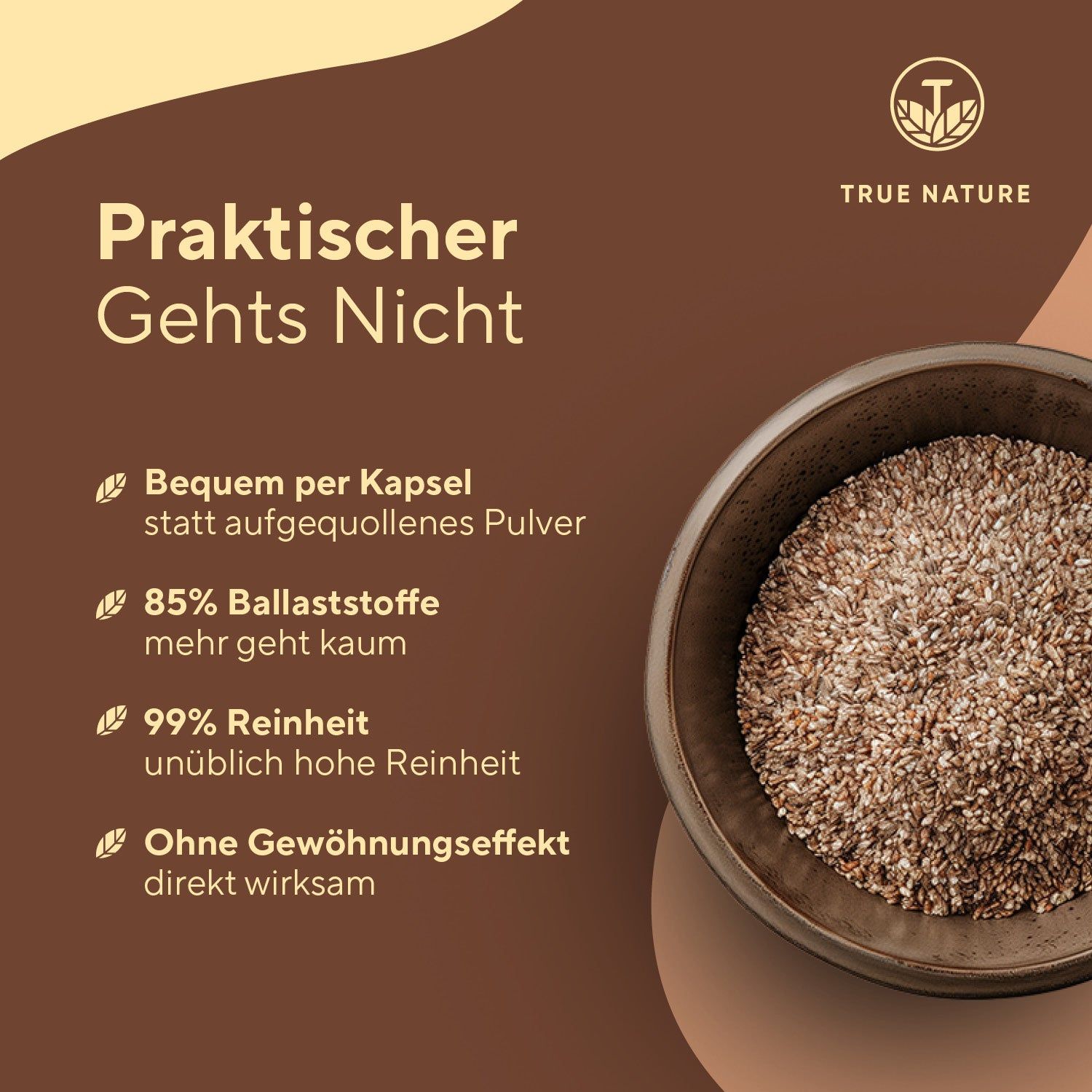 TRUE NATURE® Bio Flohsamenschalen Kapseln - Vegan & Made in Germany