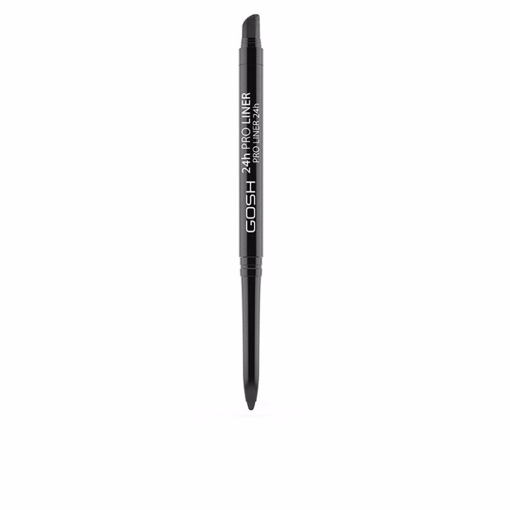 Schwarzer Gosh 24h Pro Liner Eyeliner. Schwarze Mine, schwarzer Stift mit weißer Schrift. Produktname und Marke sind sichtbar.