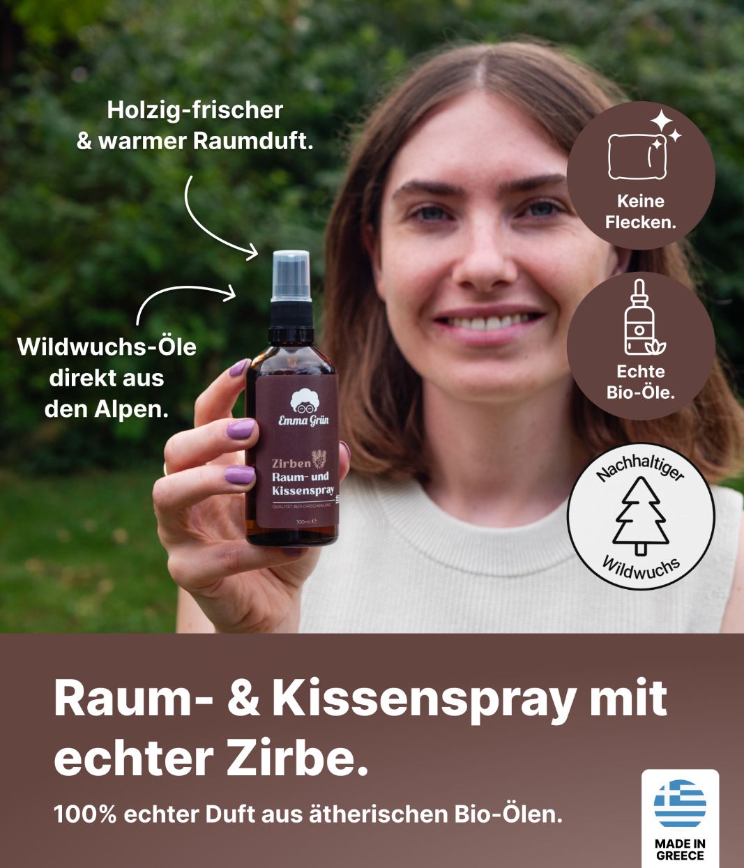Emma Grün® Alpine Frische Spar-Set mit Wildwuchs Zirbenöl & Zirbelkiefer Kissenspray