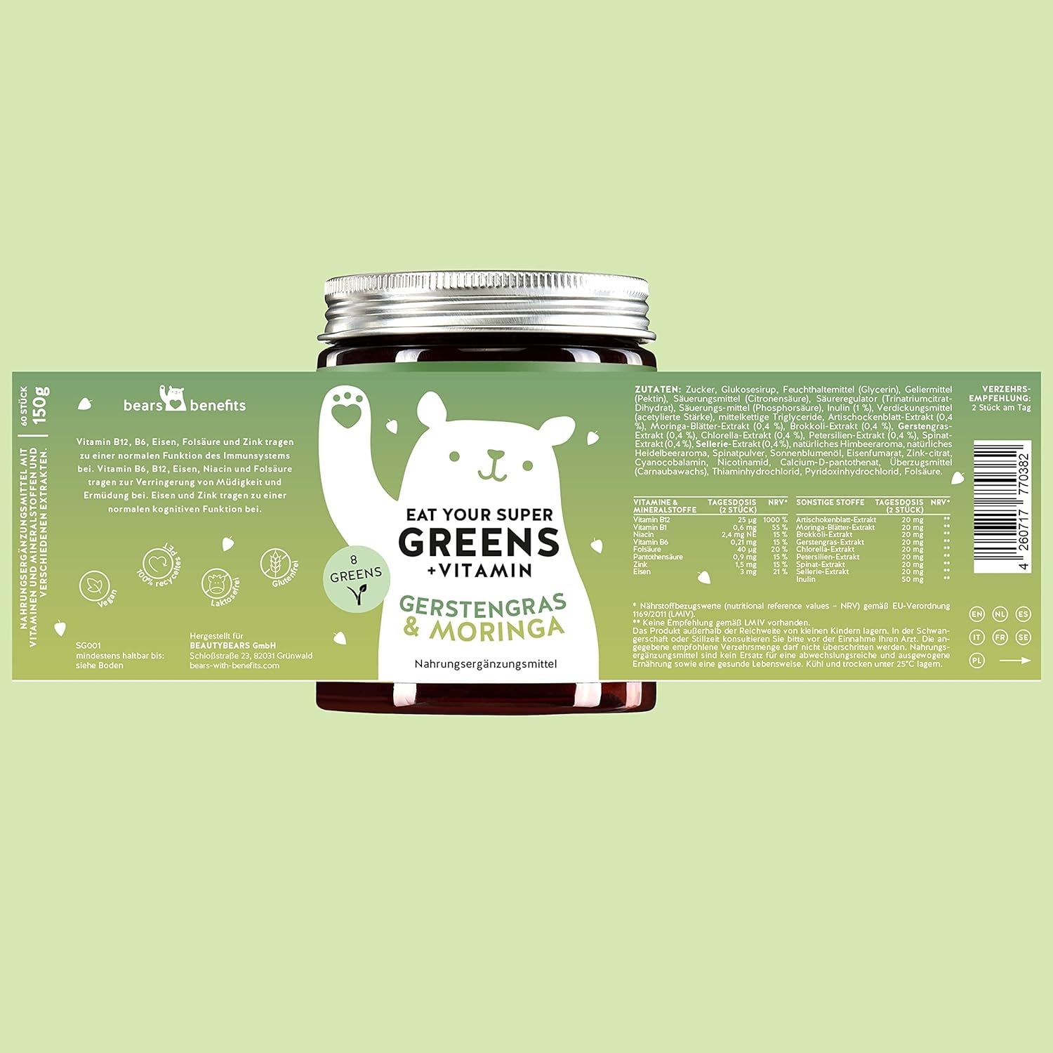 Bears with Benefits Hochdosierter Supergreens Vitaminkomplex