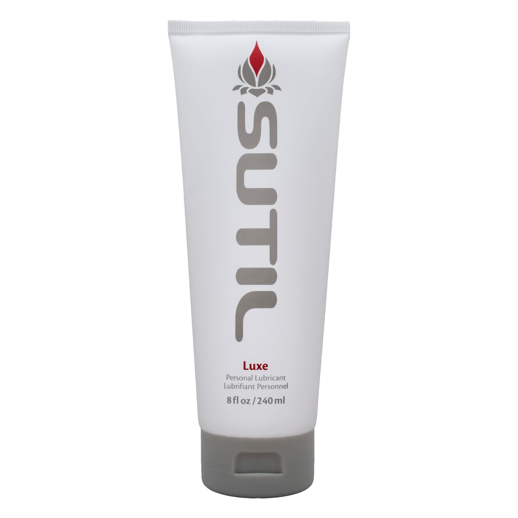 Weiße Tube mit SUTIL Luxe Aufdruck und einem Fassungsvermögen von 240ml.