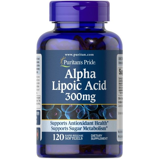 Puritan's Pride Alpha-Liponsäure 300mg Softgel-Flasche, 120 Stück.