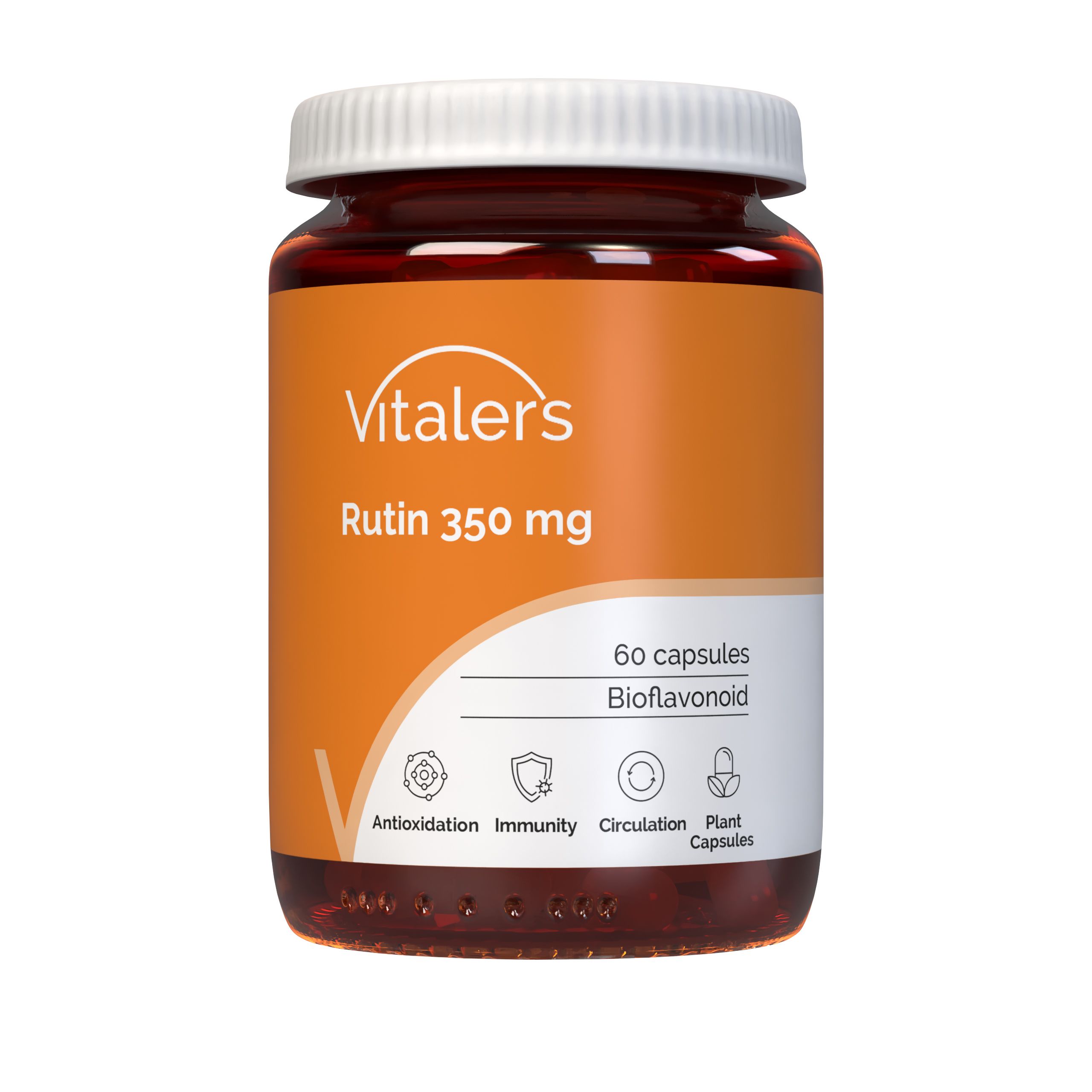 Vitaler's Rutin 350 mg Kapselbehälter mit Etikett.