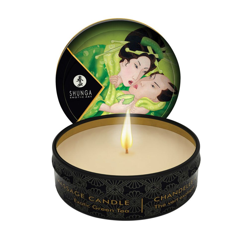 Shunga Massagekerze Zenitude/Grüner Tee, 6 Stück im Set.