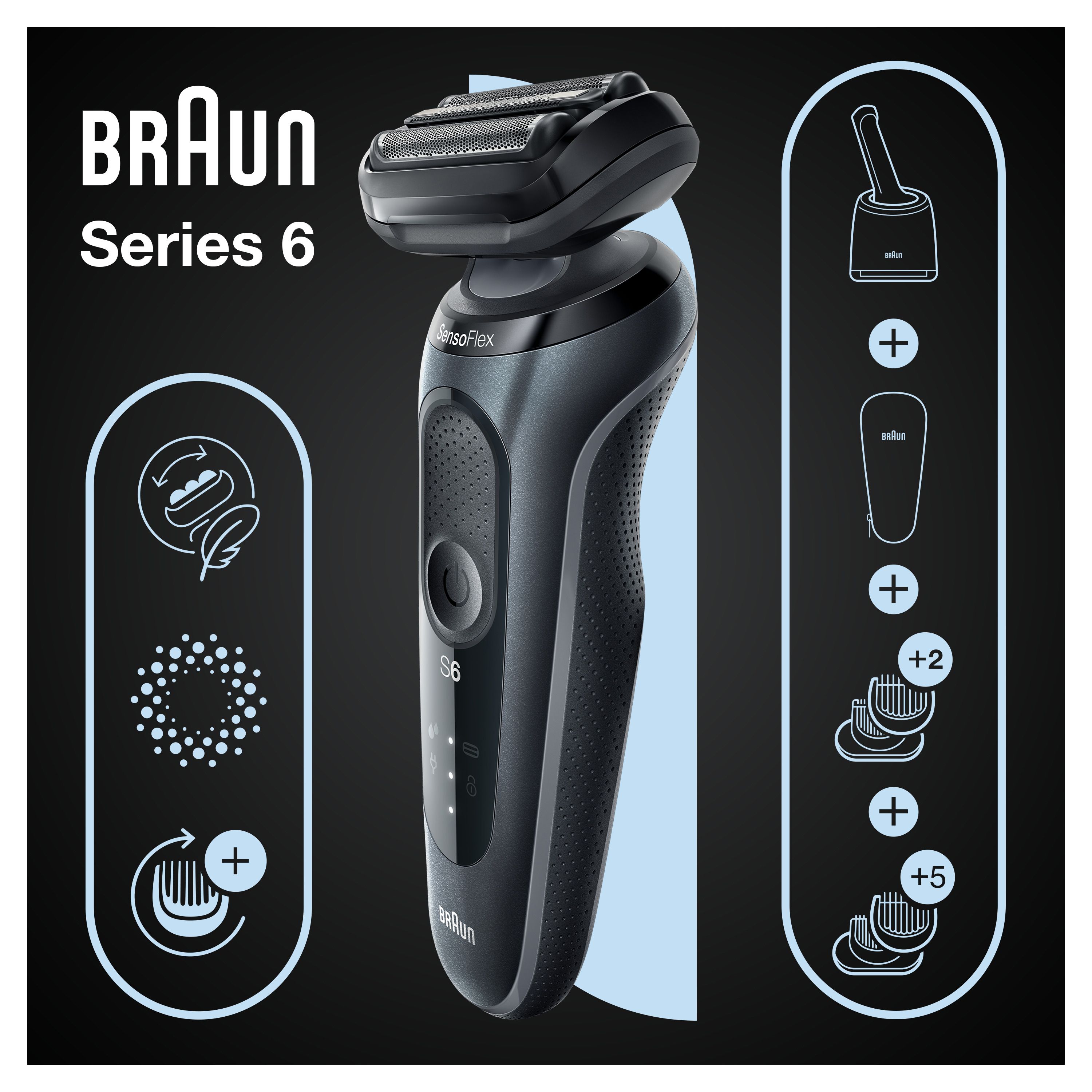 Braun - Elektrischer Rasierer für Männer "Series 6 61-N7650cc" in Schwarz