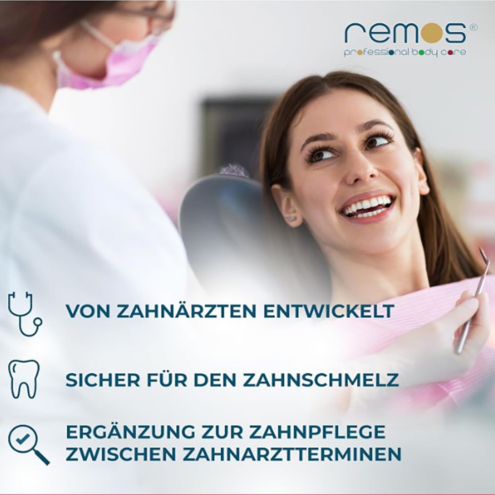 REMOS Zahnradierer: Von Zahnärzten entwickelt, sicher für den Zahnschmelz, Ergänzung zur Zahnpflege.