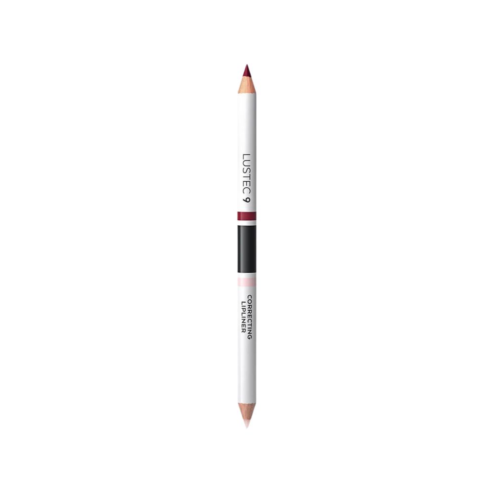 Zwei-Wege-Lippenkonturenstift in den Farben Nougat und Rosa.