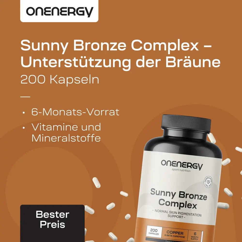 OnEnergy Sunny Bronze Complex Kapseldose mit 200 Kapseln.