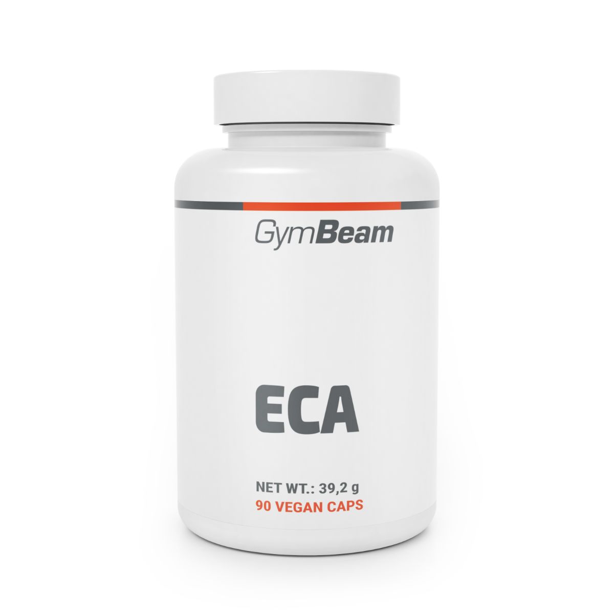 GymBeam ECA Kapseldose, weiß, mit 90 veganen Kapseln.