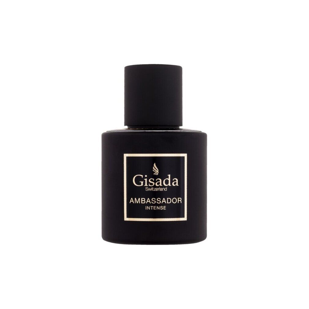 Schwarzer Flakon mit goldenem Etikett: Gisada Ambassador Intense.