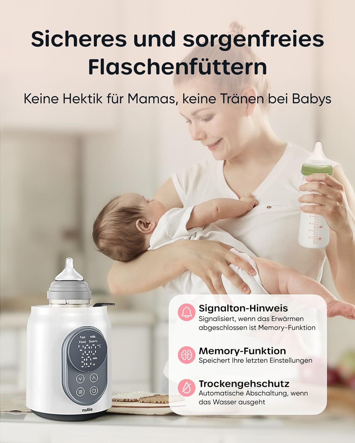 Nuliie 10-in-1 Elektrischer Flaschenwärmer
