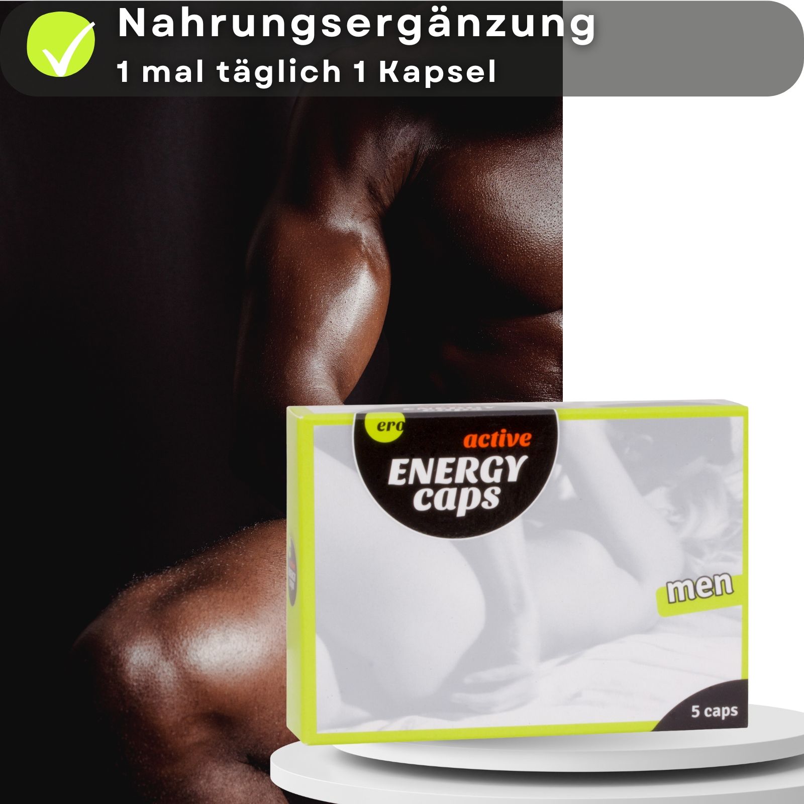Packung "Ero active ENERGY caps" mit dem Schriftzug "men".