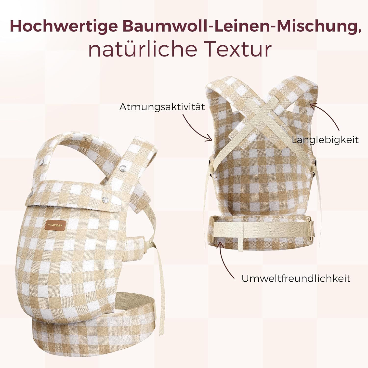 Momcozy Baby Trage - Leichte & Atmungsaktive Schiefer-Karo