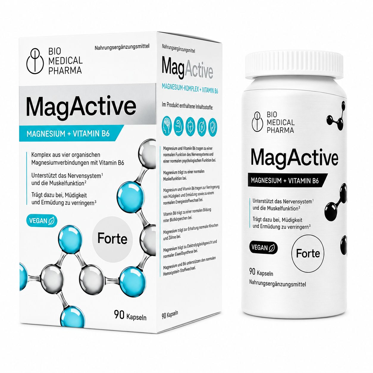 Bio Medical Pharma MagActive Magnesium Komplex mit Vitamin B6 Kapseln