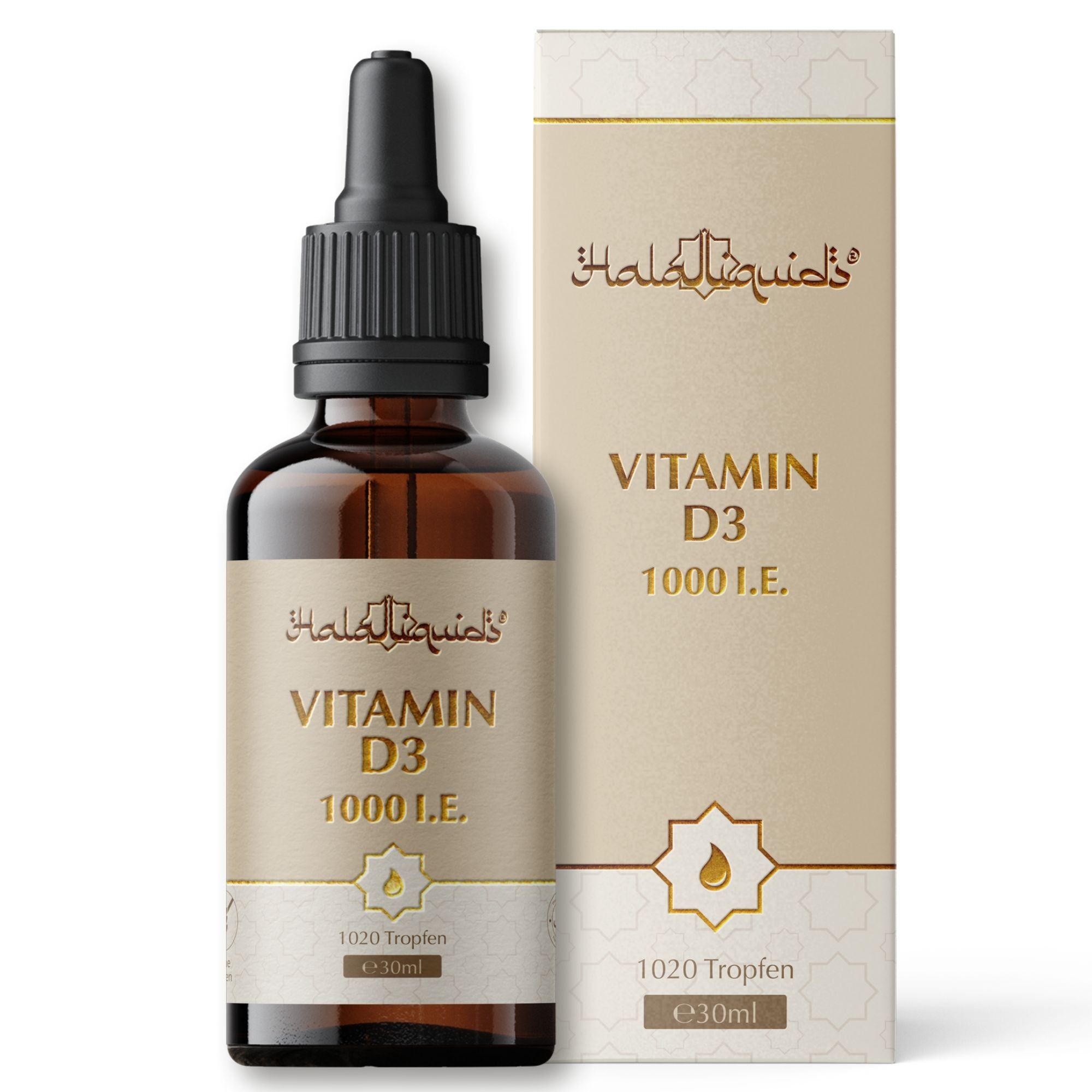 Braunglasflasche mit Pipette und Faltschachtel, Vitamin D3 Tropfen 1000 I.E.