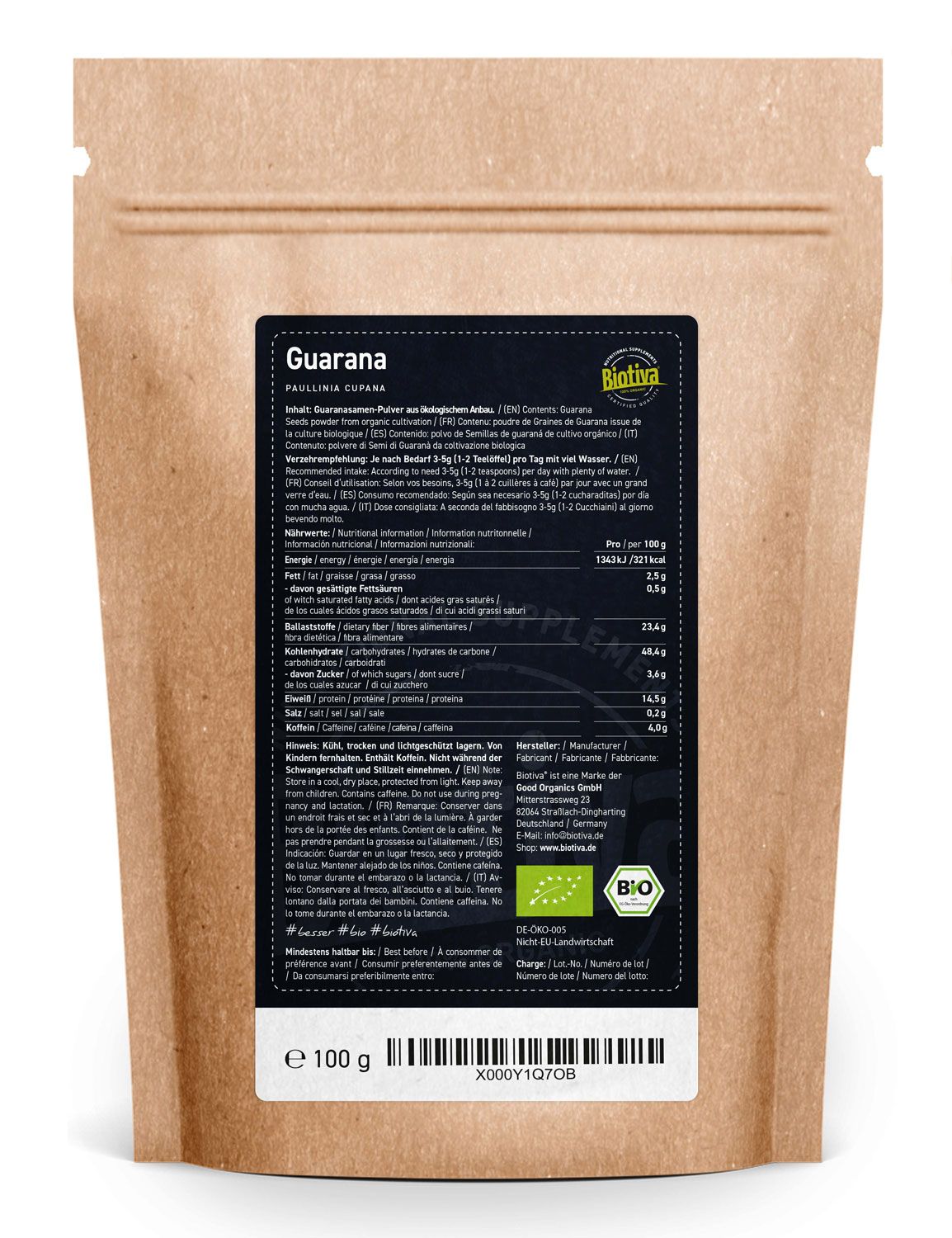 Biotiva Guarana Pulver Bio