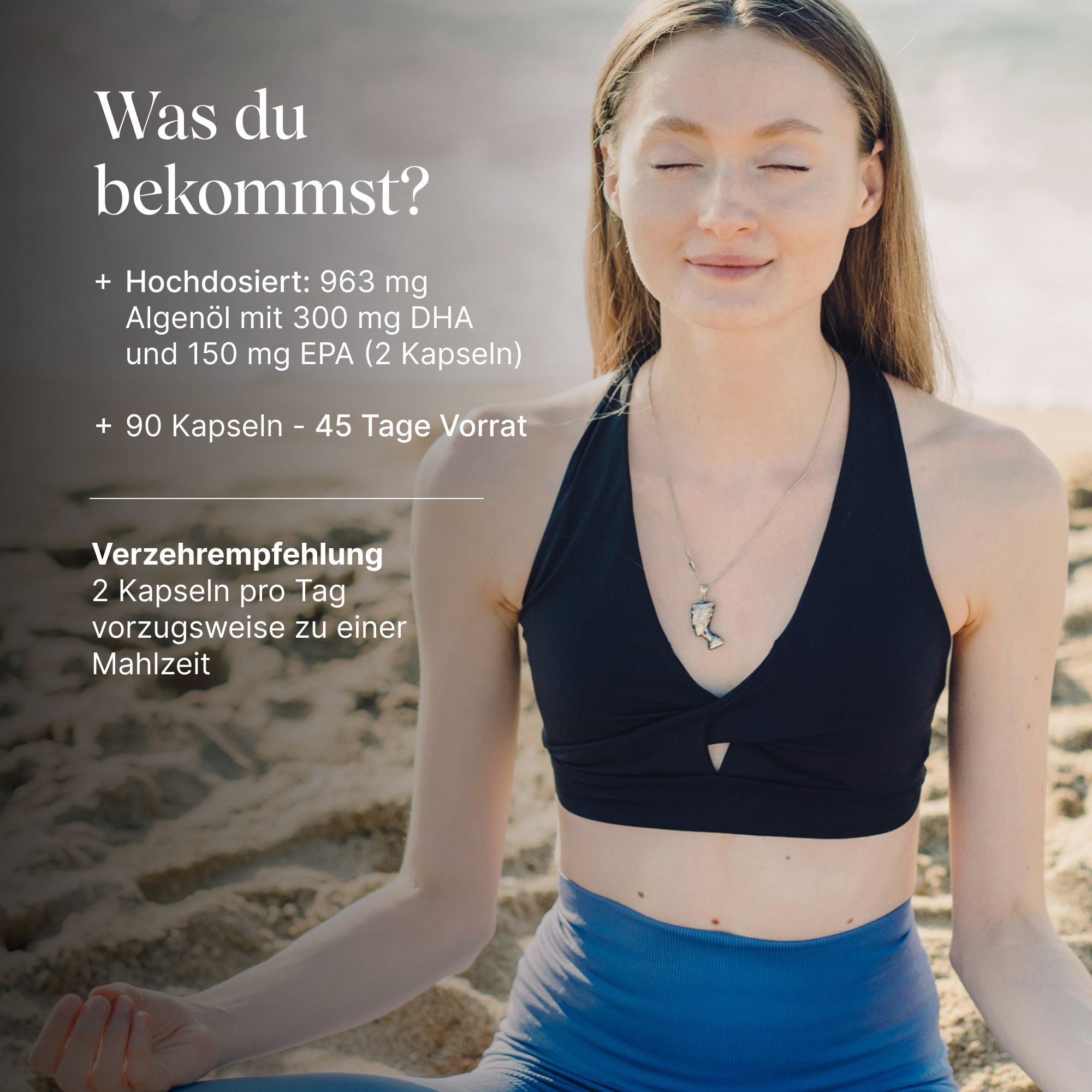 VETAIN Omega-3 Algenöl Kapseln: 90 Stück, 45 Tage Vorrat, 963mg Algenöl, 300mg DHA, 150mg EPA.
