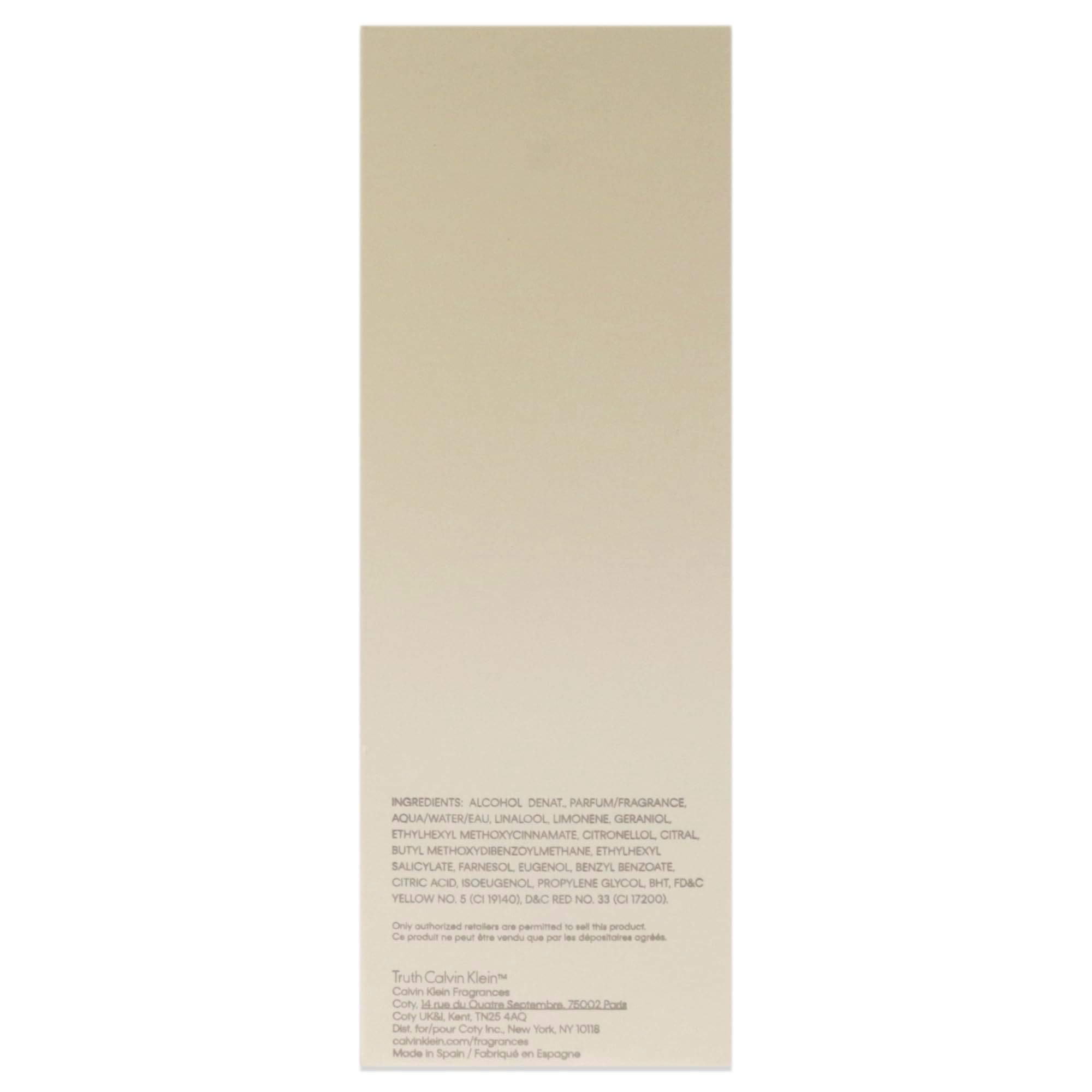 Rückseite der Verpackung. Beige. Text mit Inhaltsstoffen und Herstellerinformationen.