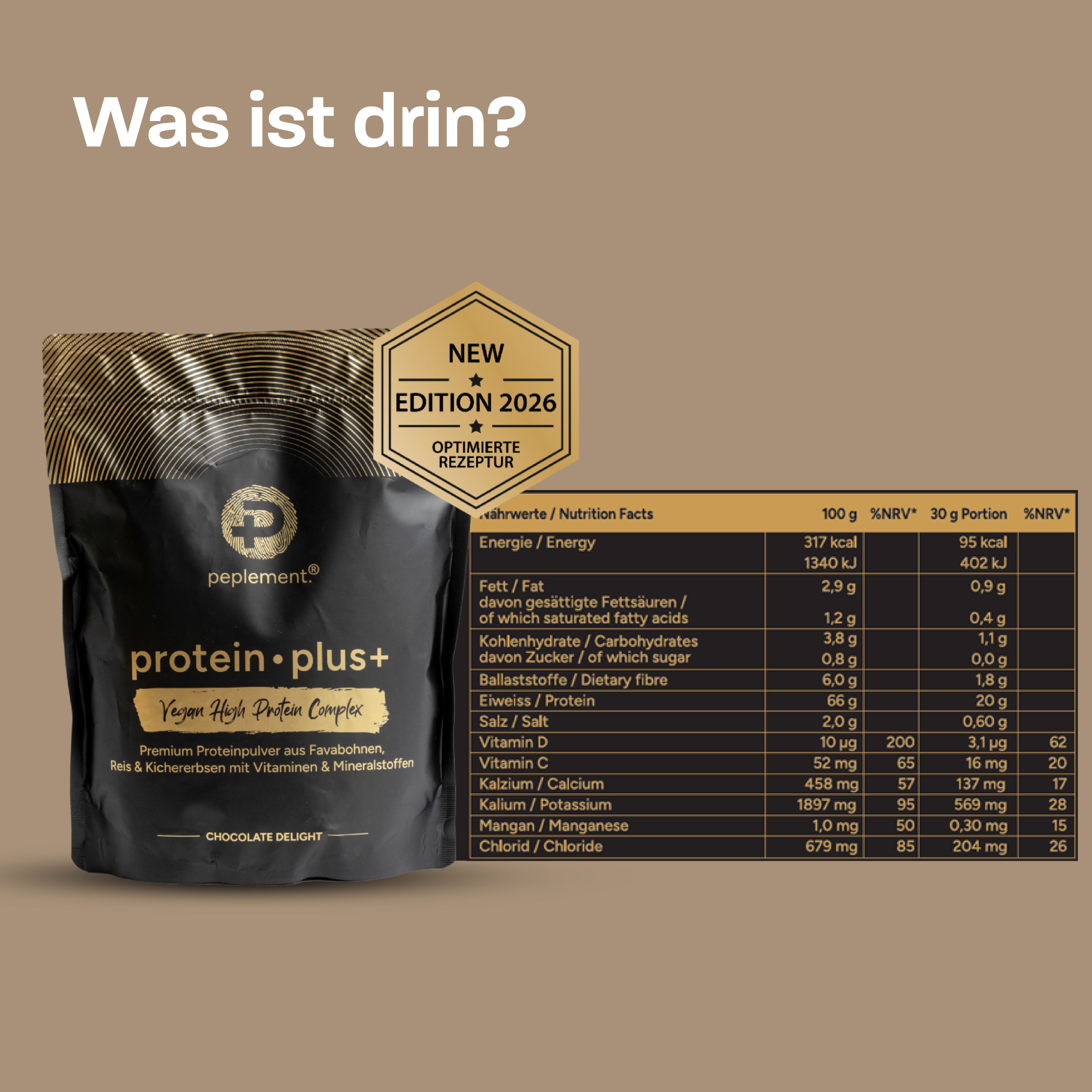 peplement Veganes Premium-Protein (Schoko Geschmack)