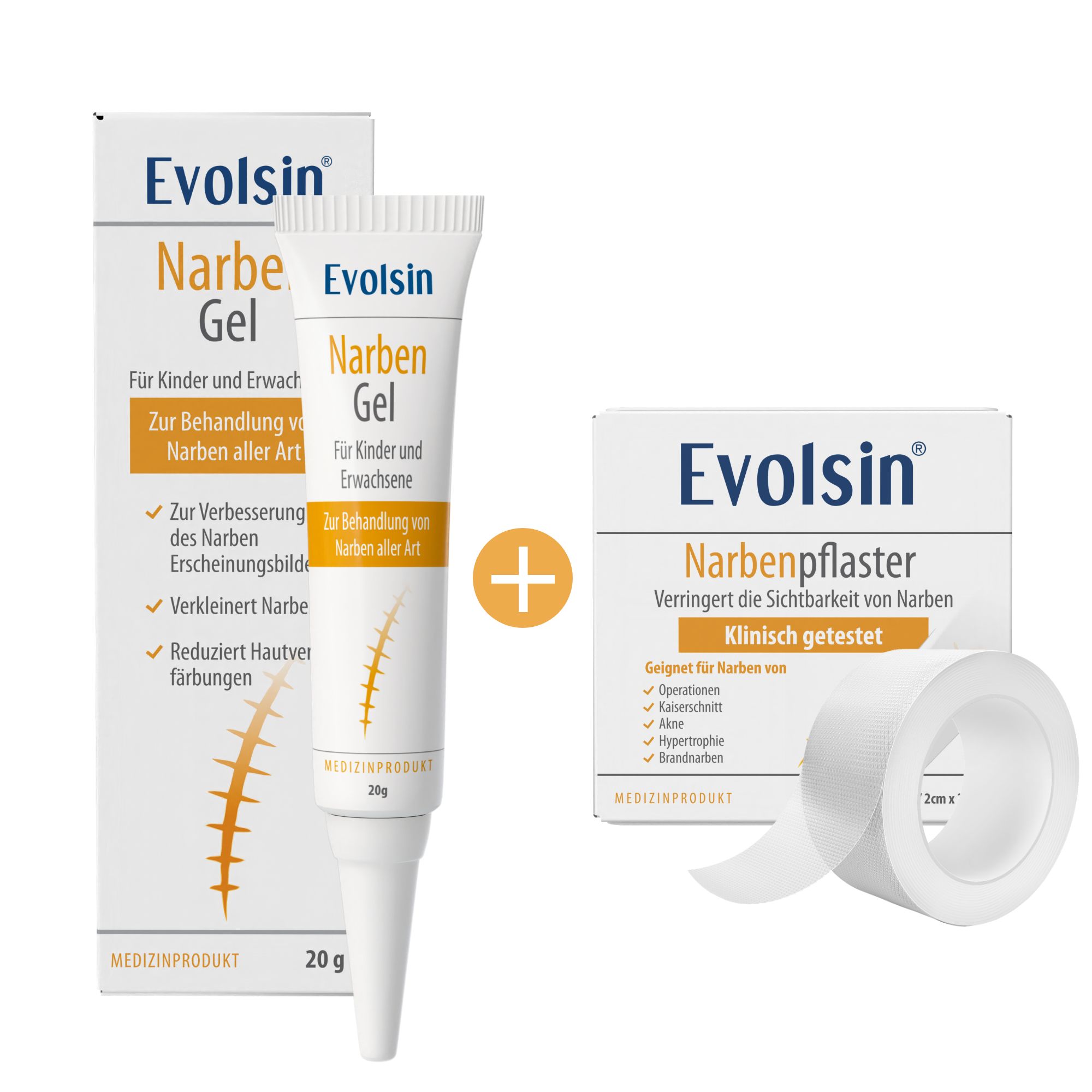 Evolsin® Narben Intensiv-Kur: Narbengel + Narbenpflaster - Reduziert die Sichtbarkeit von Narben