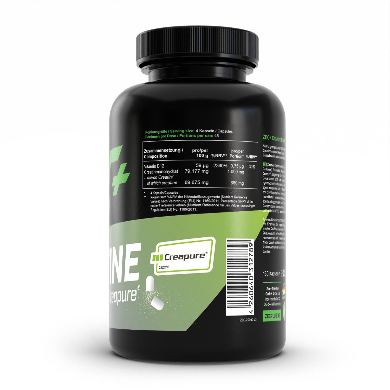 ZEC+ CREATINE MONOHYDRATE CREAPURE Kapseln
