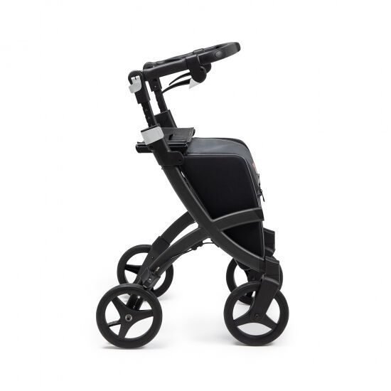 Rollz Flex 2.0 Leichtgewichtrollator, schwarzes Design, vier Räder.