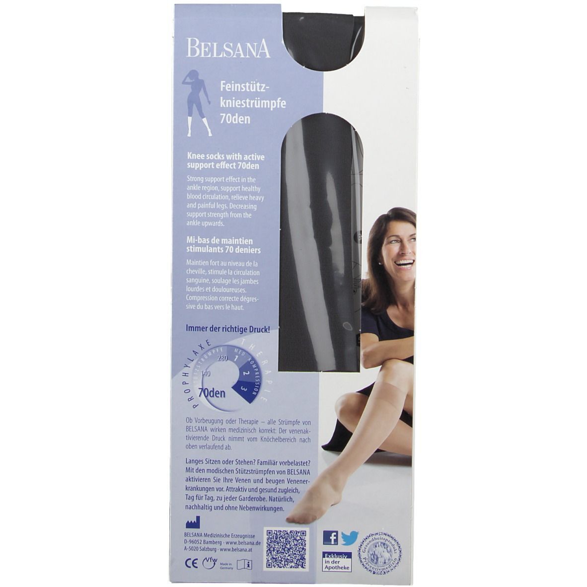 Belsana 70den Feinstützkniestrümpfe Größe 3 Schuhgröße 41 - 43 Graphit