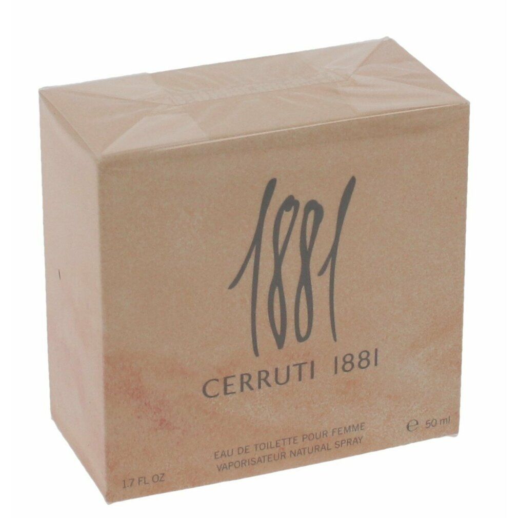 Cerruti 1881 pour femme. Karton, beige. Aufschrift: 1881, Cerruti 1881, Eau de Toilette, 50 ml.