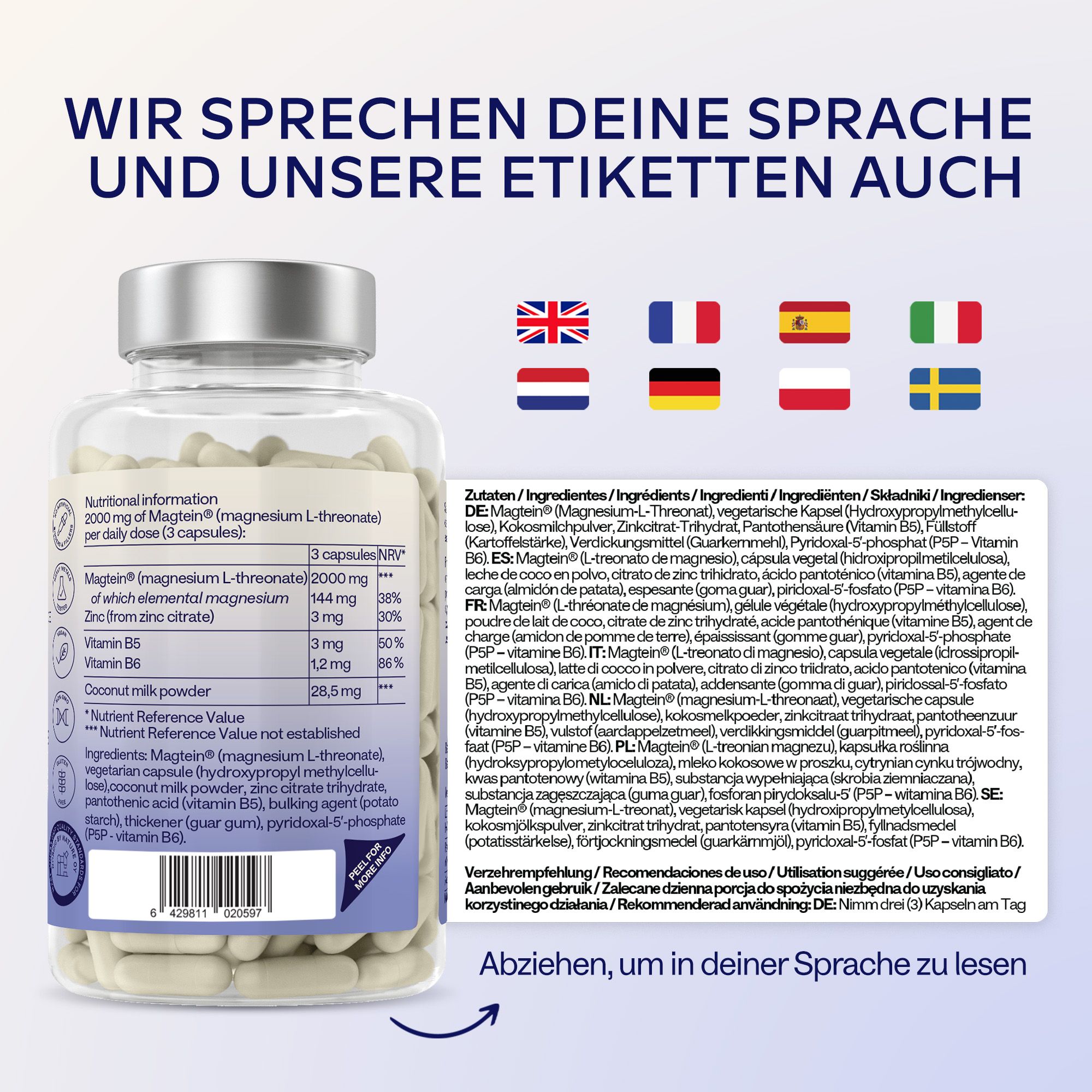 Aavalabs Magnesium L-Threonat Flasche mit Siegeln.