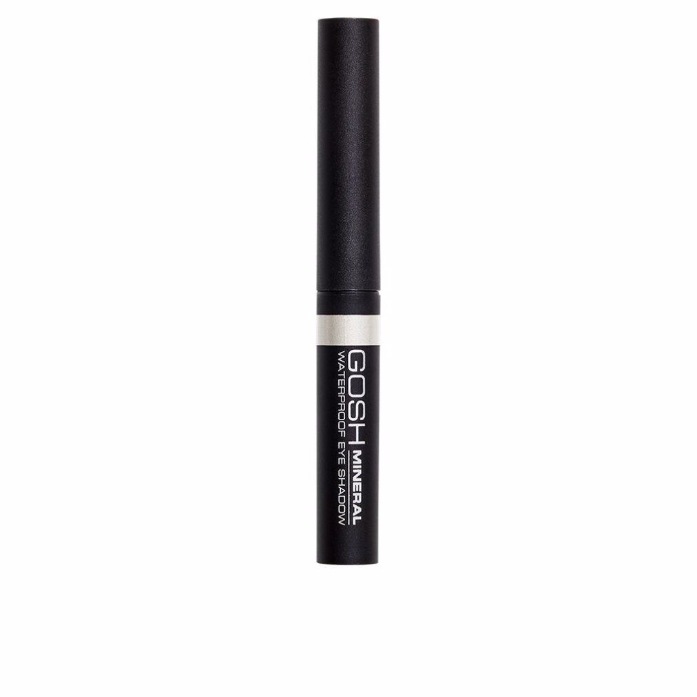 Gosh Mineral Waterproof Eye Shadow. Schwarzer Stift mit weißem Lidschatten. Text: Waterproof Eye Shadow, Mineral.