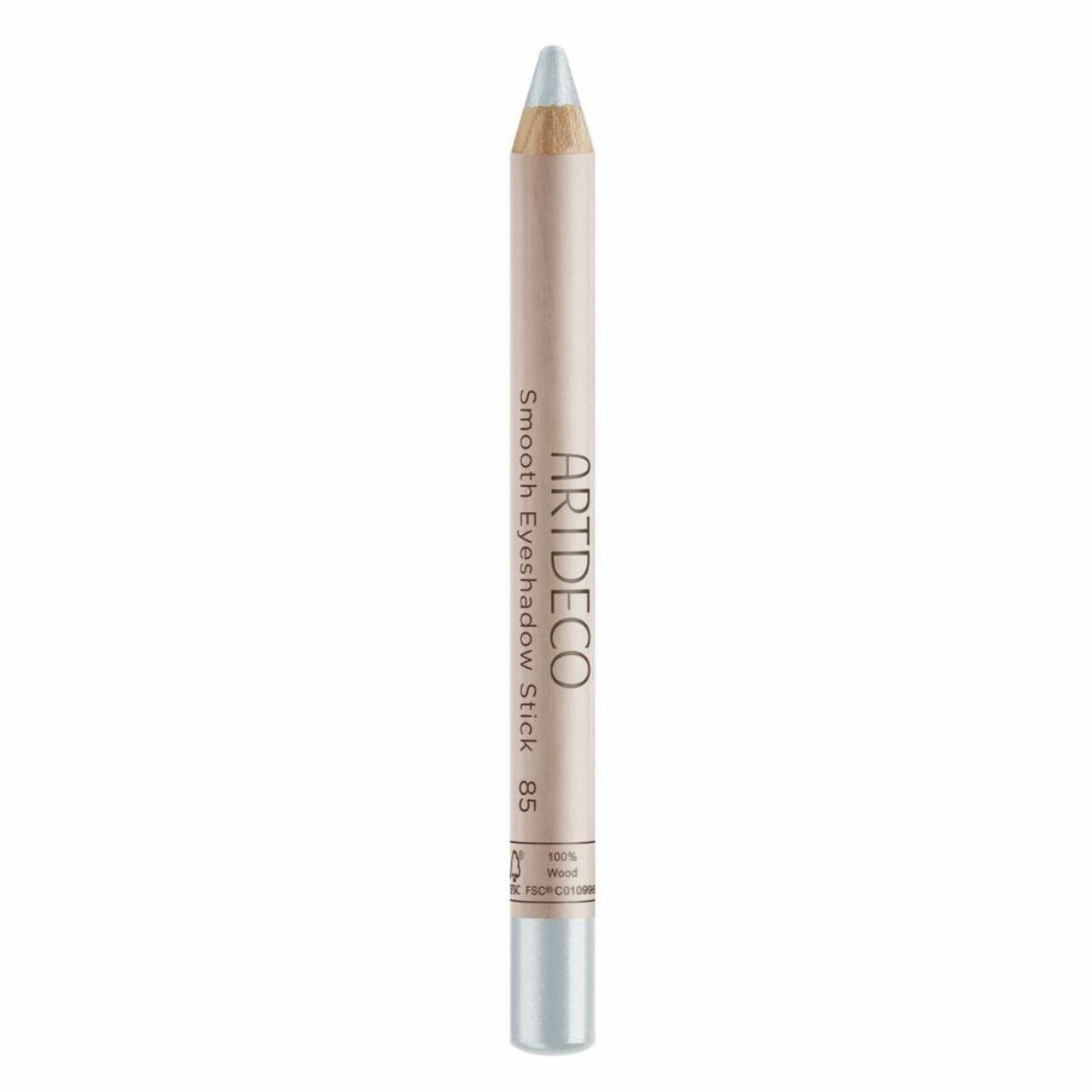 Artdeco Green Couture Smooth Eyeshadow Stick. Beige Stift mit silberner Spitze. Produktname und Marke aufgedruckt.