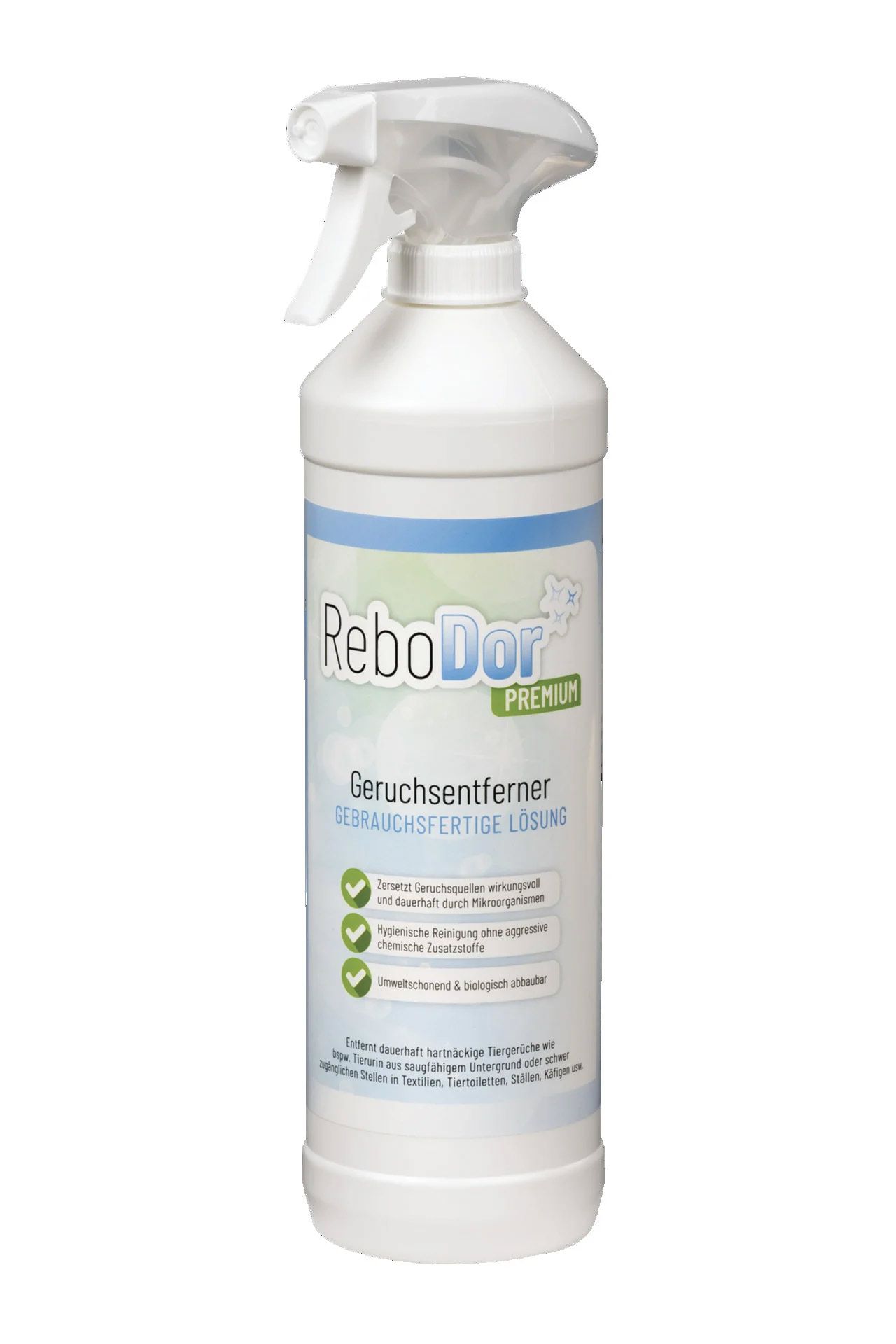 ReboDor Premium Geruchsentferner Sprühflasche.