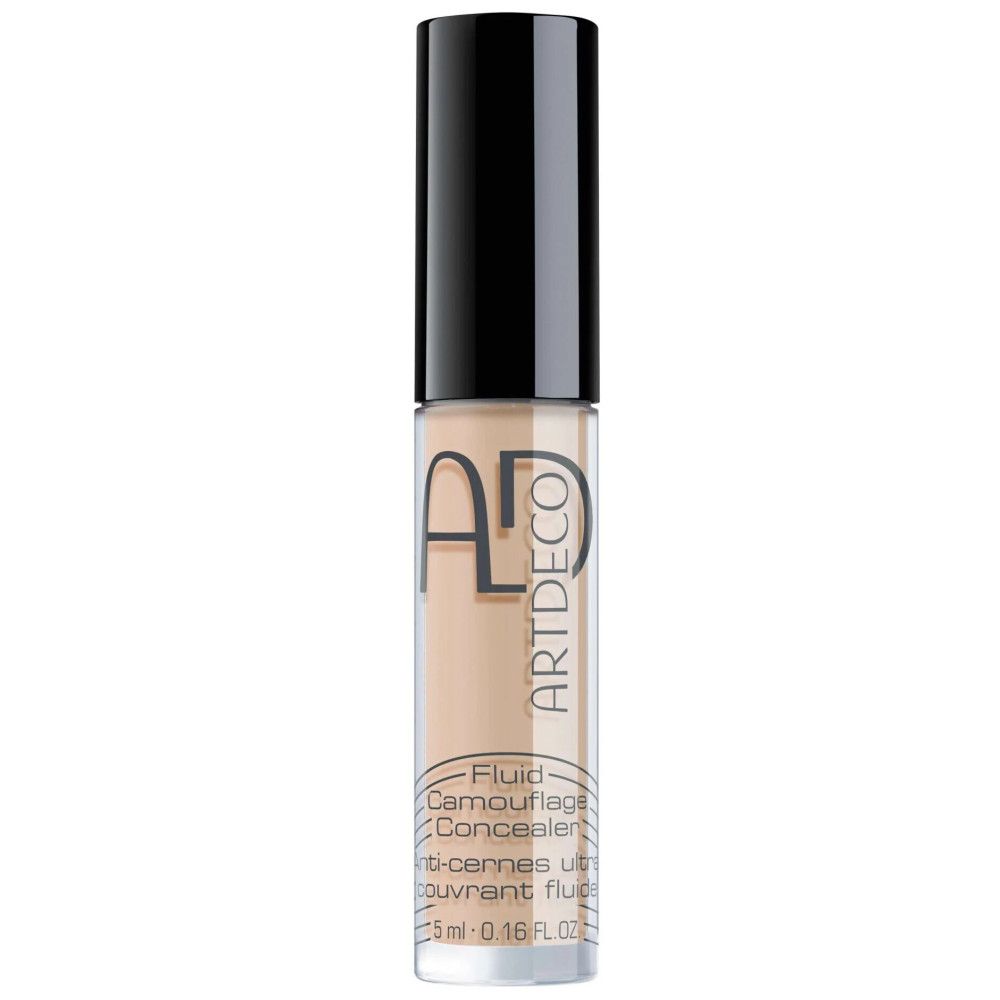 ARTDECO Concealer Fluid Camouflage, Flakon mit schwarzem Deckel und Applikator.