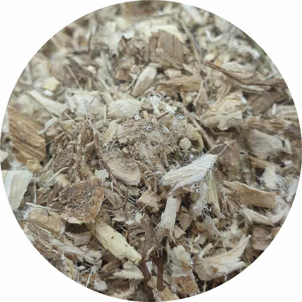 Braune Papiertüte mit Reißverschluss. Aufkleber mit Produktnamen, Text und Barcode. Logo von Natusat.