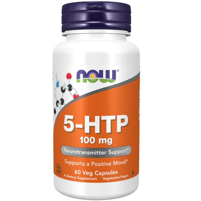 Now Foods 5-HTP 100 mg Veg-Kapseln zur Unterstützung von Neurotransmittern.