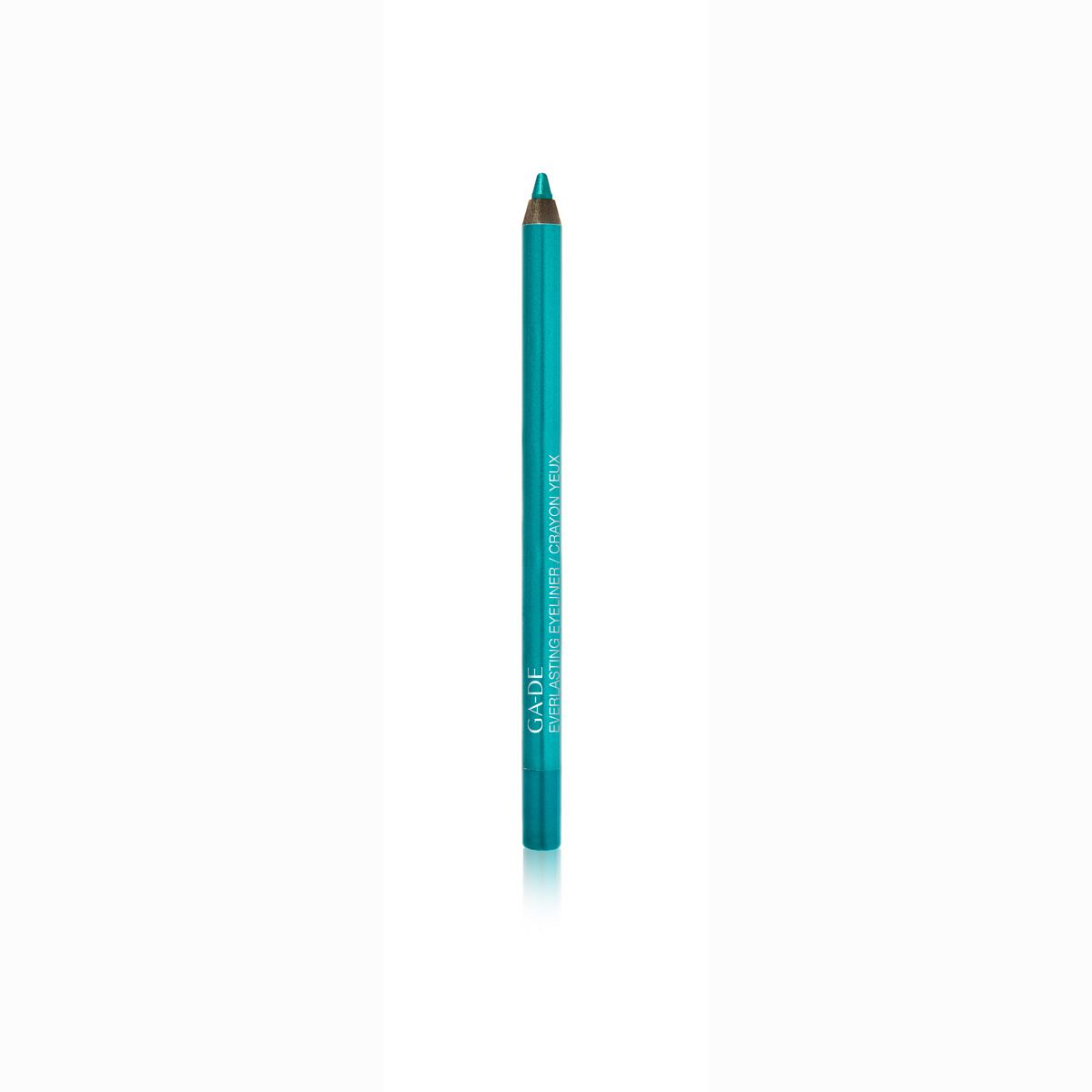 Türkisfarbener Eyeliner-Stift. Aufschrift: GA-DE, Everlasting Eyeliner / Crayon Yeux.