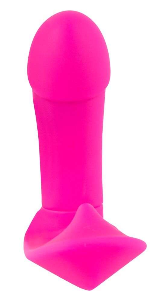 Pinkfarbener Vibrator mit abgerundeter Spitze und Basis. Vertikale Ausrichtung.