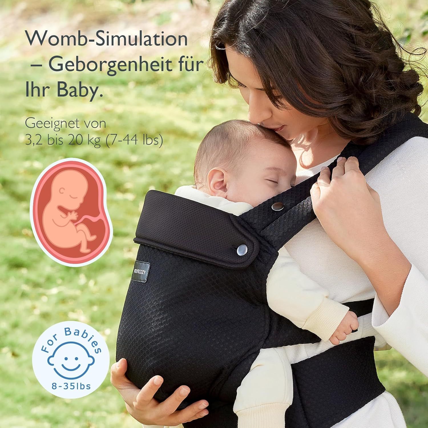 Momcozy Baby Trage - Leichte & Atmungsaktive Air Mesh-Schwarz