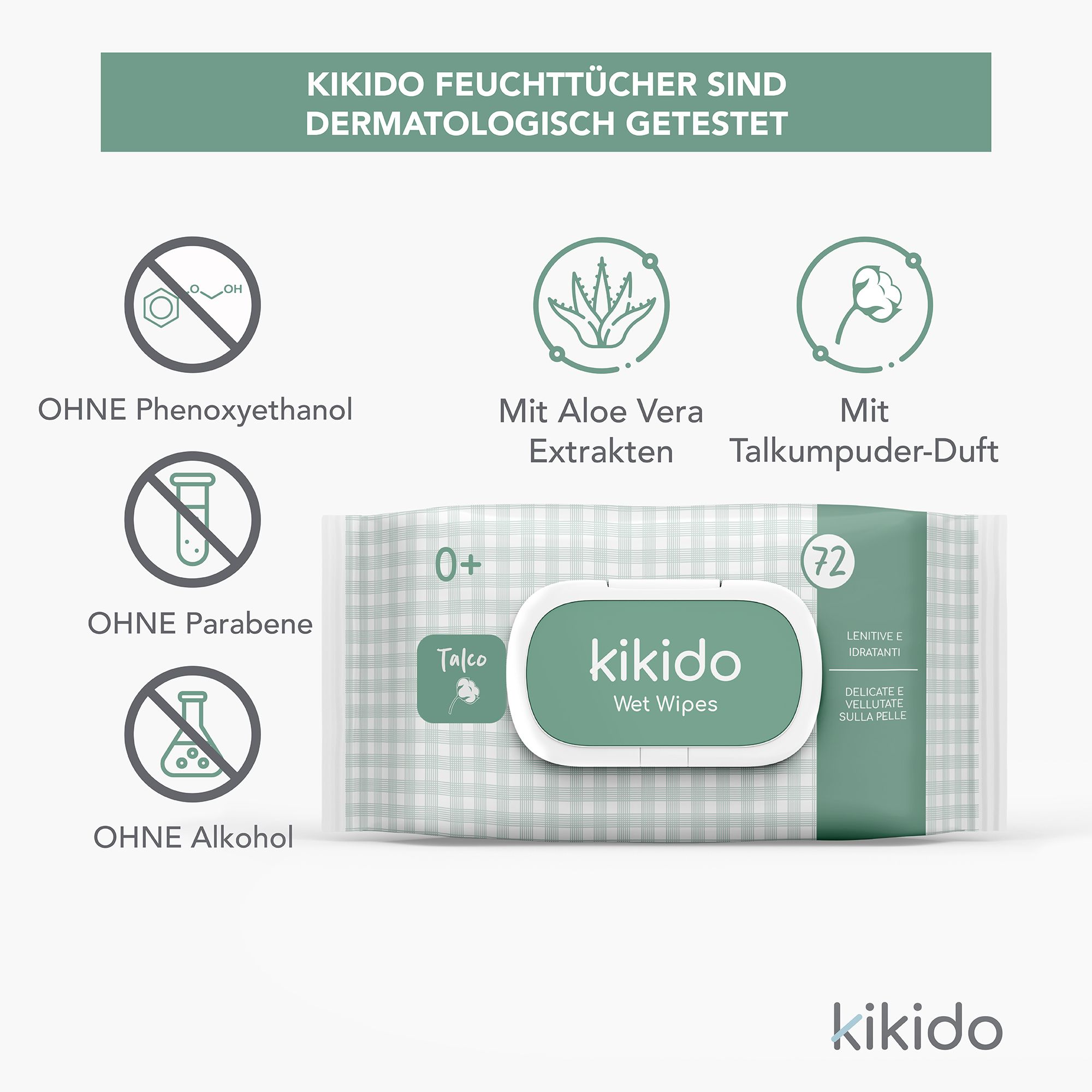 Kikido Baby Feuchttücher Talkum mit Aloe Vera
