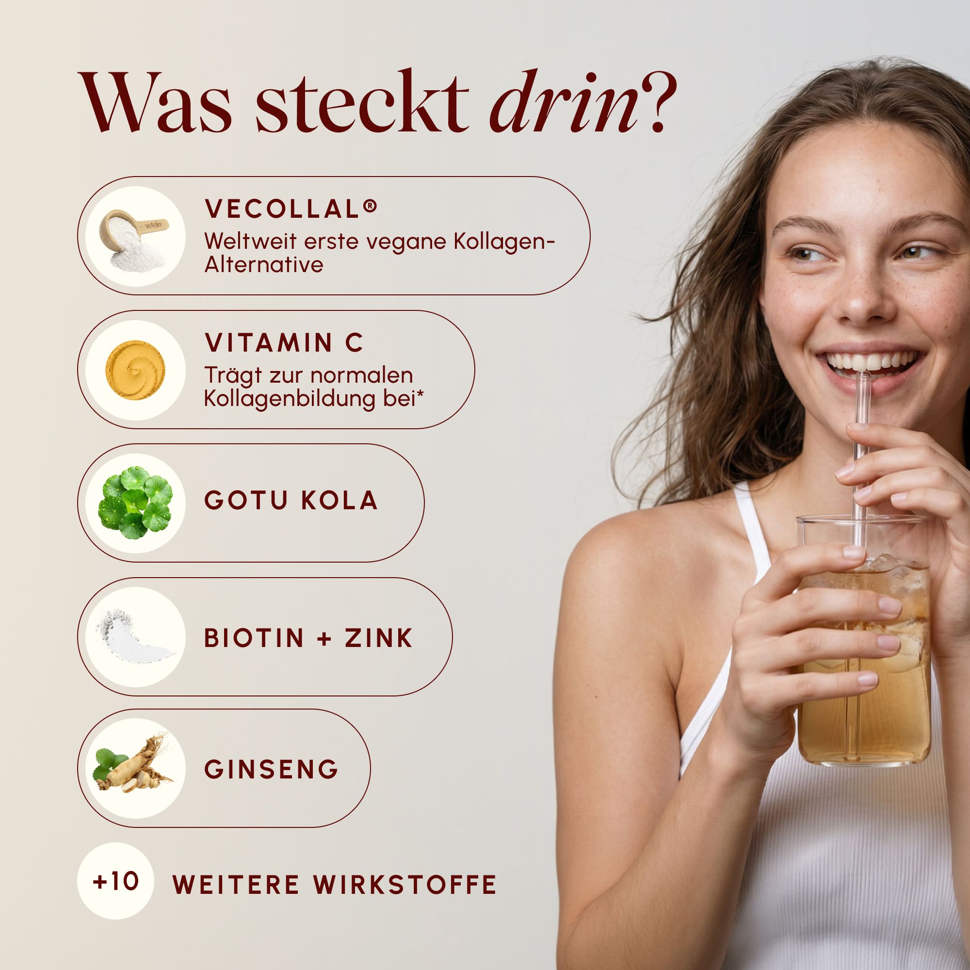 VETAIN Kollagenpulver Vegan - Mit VeCollal®, Vitamin C, Zink & Biotin - Für Haut, Haare & Nägel