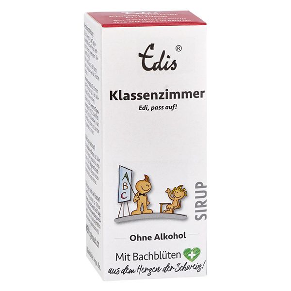 Weiße Verpackung mit rotem Deckel. Produktname und Illustration. Text: Ohne Alkohol, Mit Bachblüten. Bachblüten Sirup.