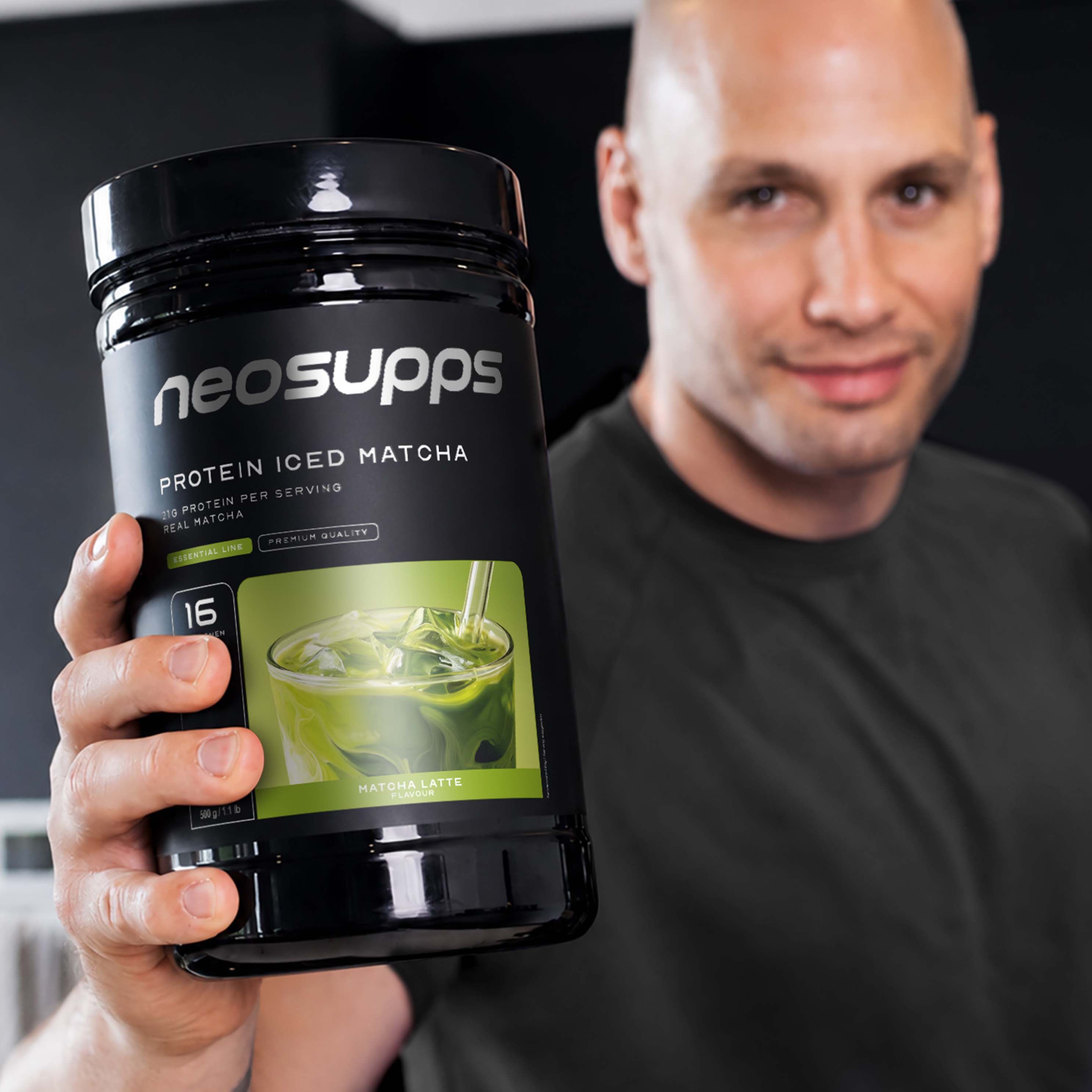 Neosupps Protein Iced Matcha Latte mit echtem Matcha, Eiweißpulver